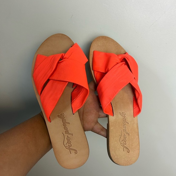 Free People Orange Neón Women's Slide Sandals Size 37 Summer Comfortable Beach - Picture 1 of 9